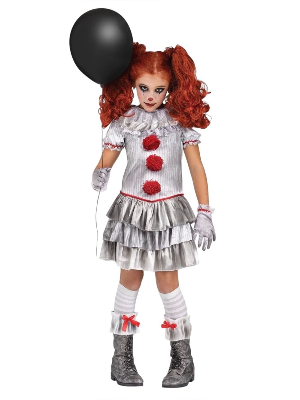 NEW! Carnevil Clown IT Pennywise Inspired Halloween Costume Girls Small (6/6X)